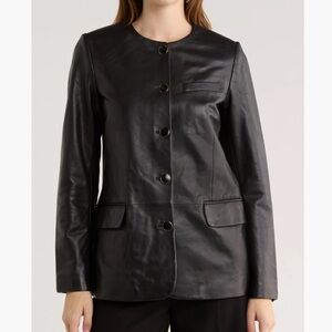 Rag & Bone (nwt $1,198) Payley Leather Blazer Midnight Black Sz: 10